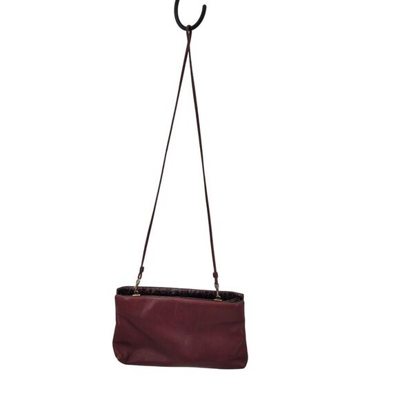 Vtg Oxblood Burgundy Wine Leather Embossed Croc‎ Convertible Clutch Shoulder Bag - Picture 4 of 15